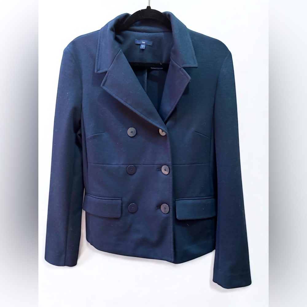 Gap knit navy blue stretch pea coat. Sz. M EUC